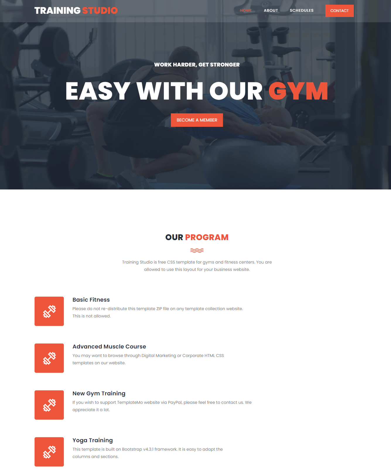 Professional gym website development with admin Dashboard