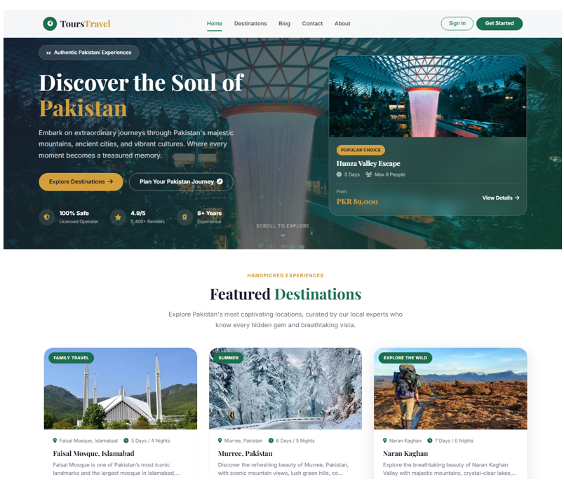 Professional Travel & Tours Website Development with Admin Dashboard